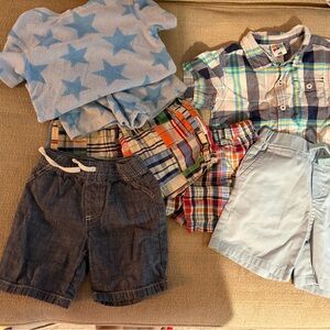 Boys' Clothing Set with Blue Star Shirt and Plaid Shorts bundle